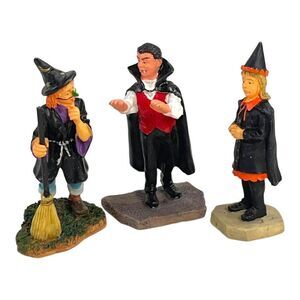Lemax Spooky Halloween Figurine Set Of 3 Witch Vampire Resin Retired Figures LOT